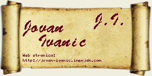 Jovan Ivanić vizit kartica